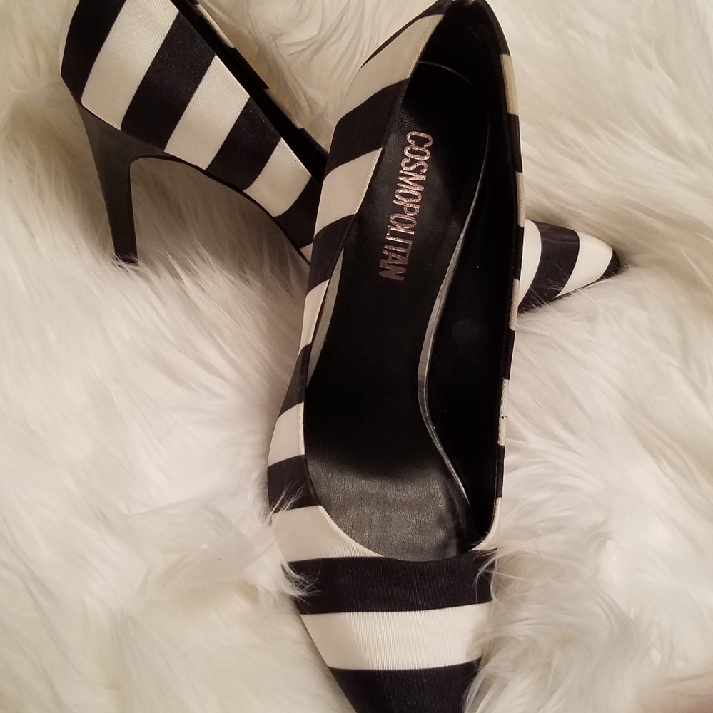 Black and white heels